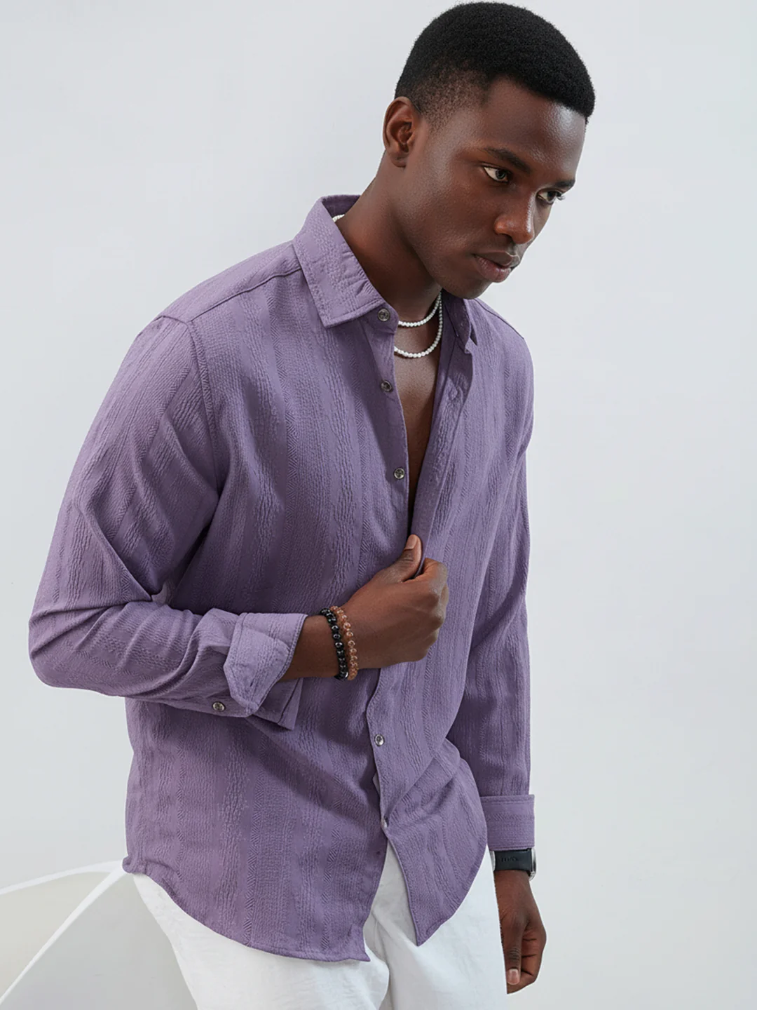 Intricate Purple Textured Shirt - Image 5