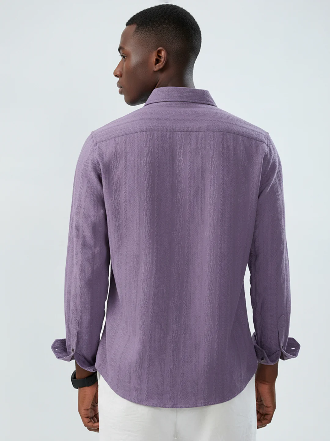 Intricate Purple Textured Shirt - Image 6