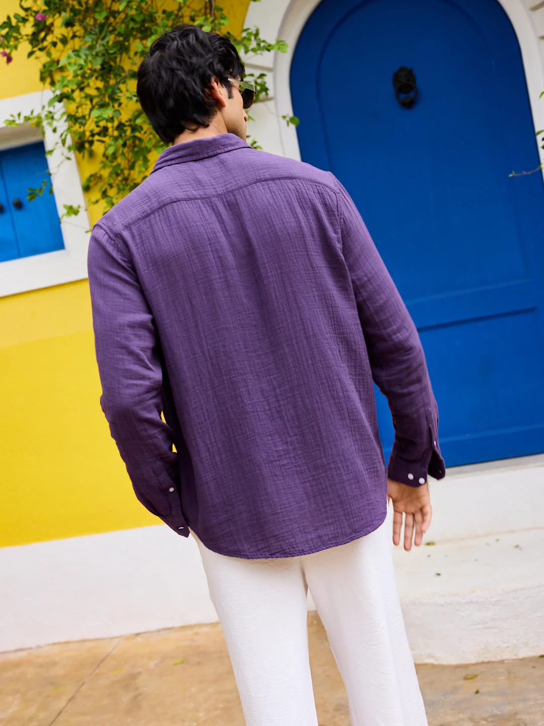 Kalamata Purple Double Cloth Shirt - Image 6
