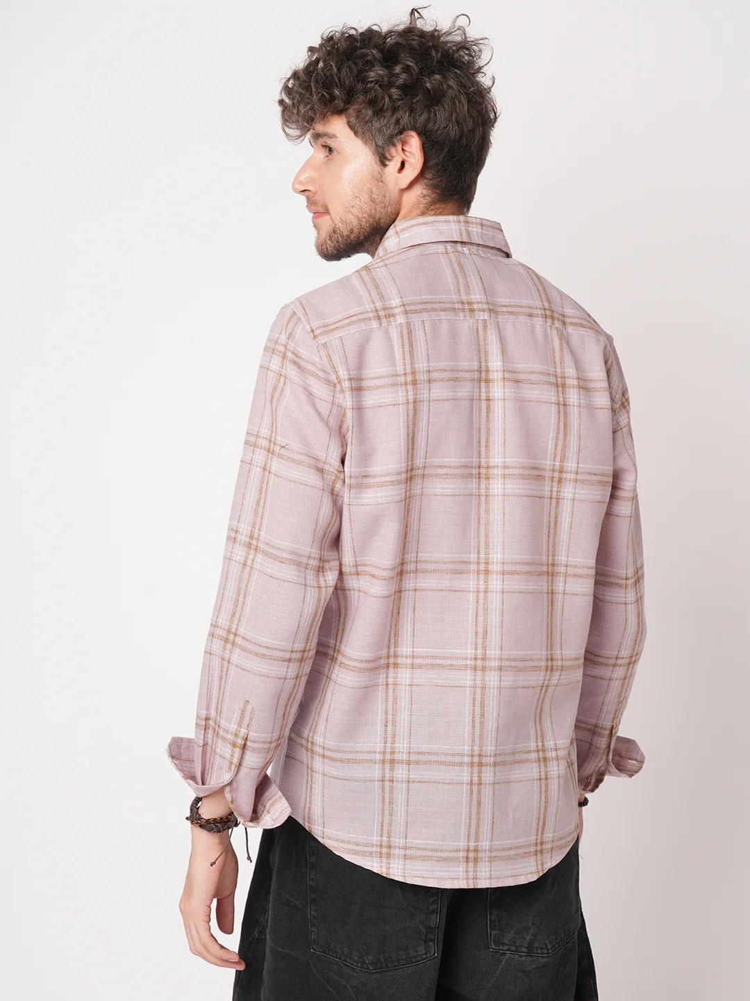 Lilac Luster Plaid Checks Linen Blend Shirt - Image 7