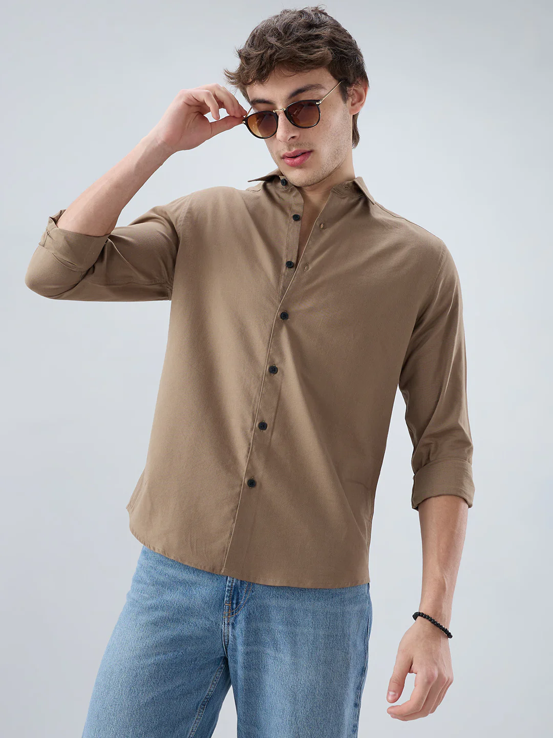 Luxe Olive Brown Oxford Shirt - Image 4