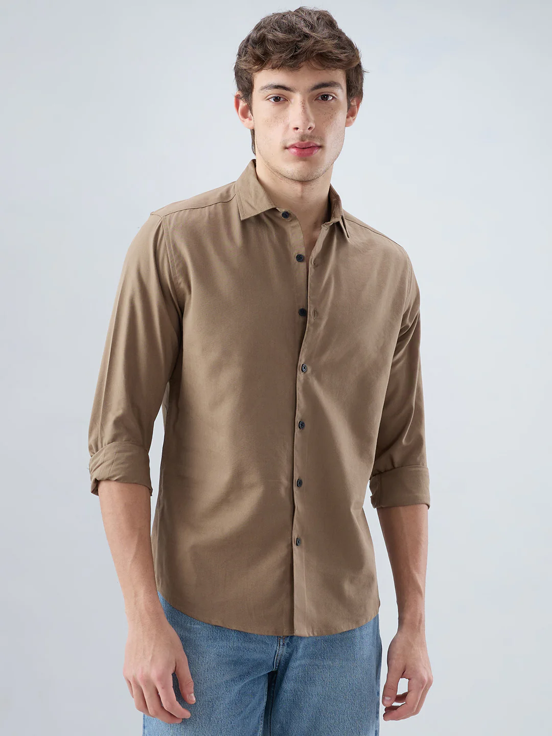 Luxe Olive Brown Oxford Shirt - Image 5