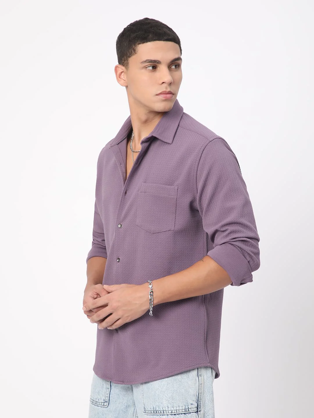 Meticulous Lilac Jacquard Shirt - Image 5