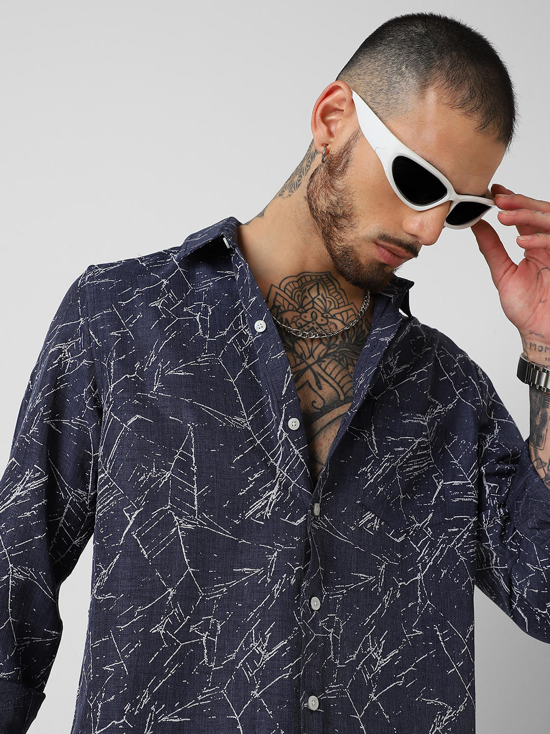 Midnight Blue Abstract Printed Shirt