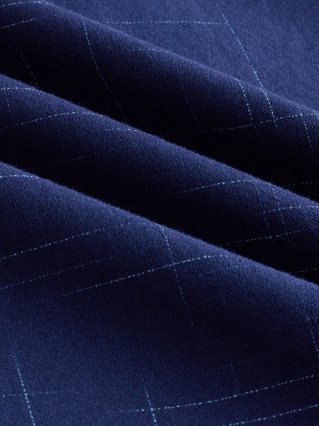 Minimal Night Blue Line Weave Kurta - Image 9