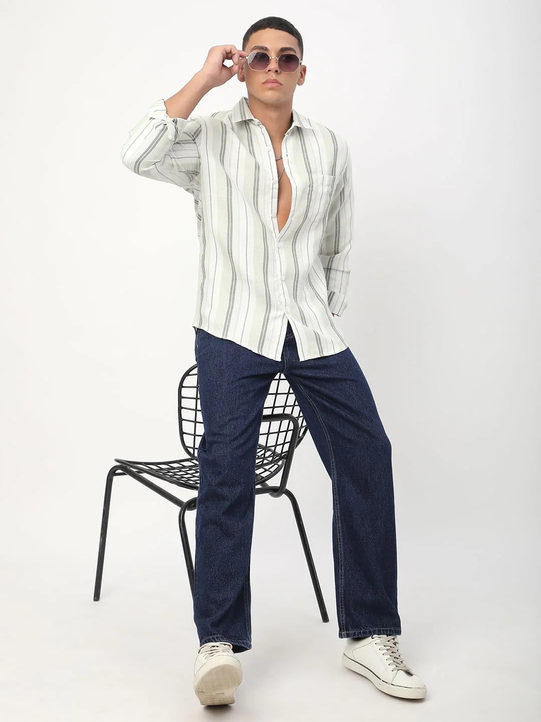 Mint Green Waffle Striped Shirt - Image 8