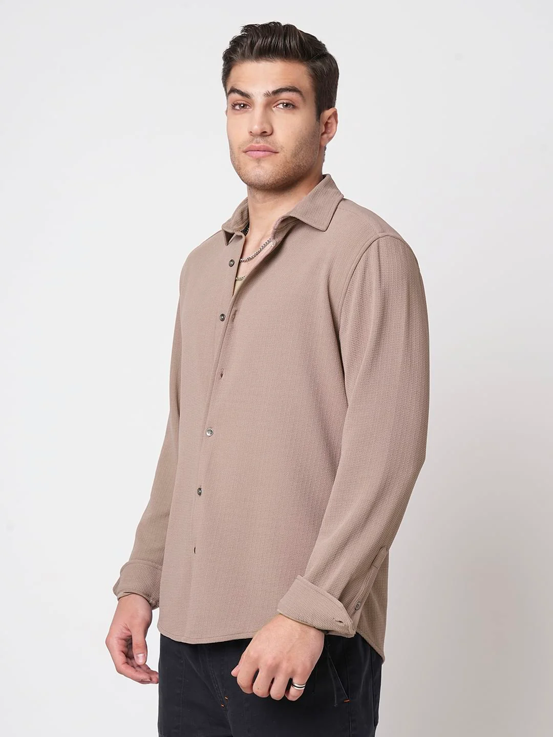 Mocha Textured Shirt - Image 5