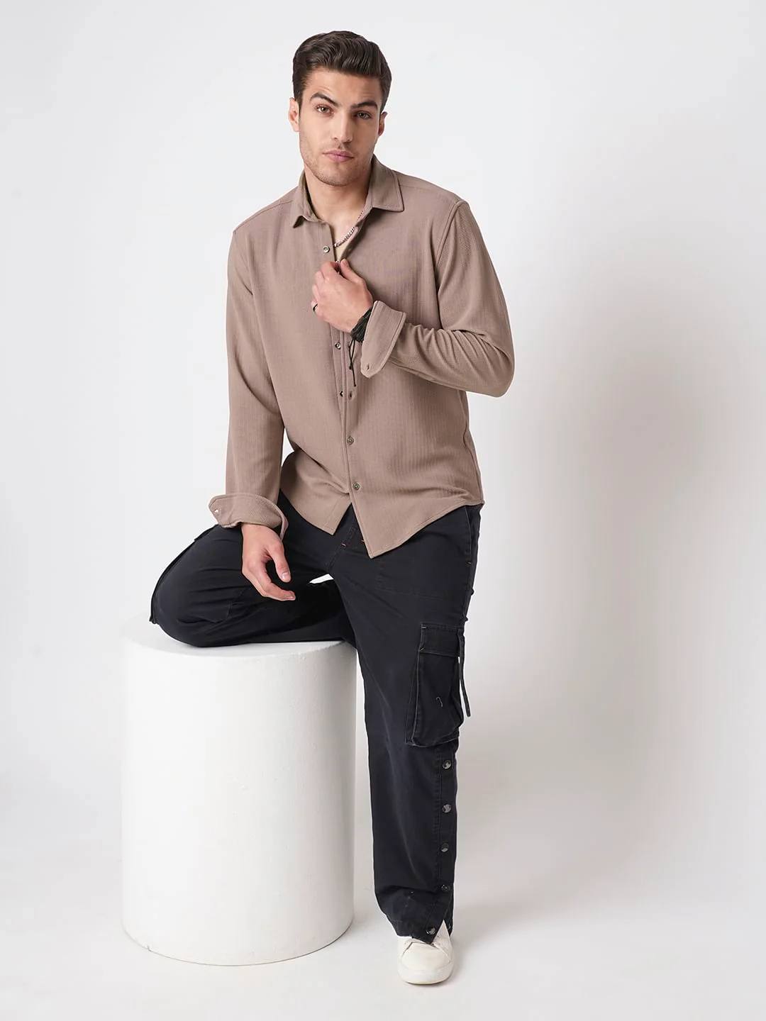 Mocha Textured Shirt - Image 7