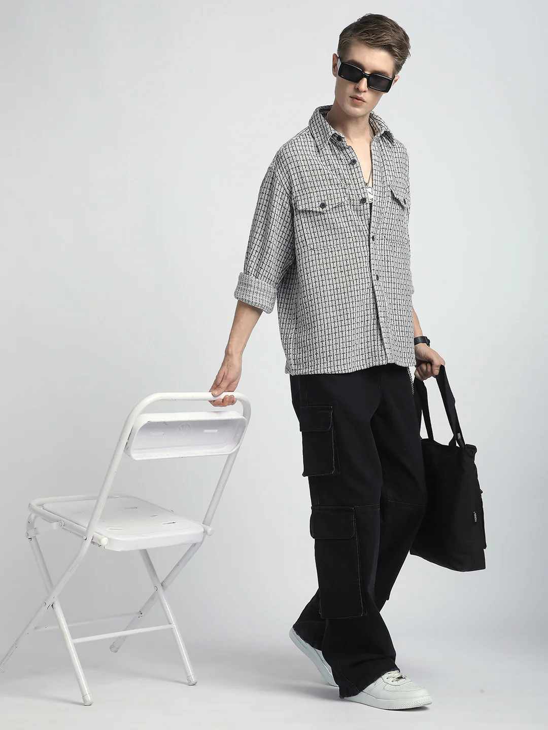 Monochrome Checkmate Woven Twin Pocket Shirt - Image 7