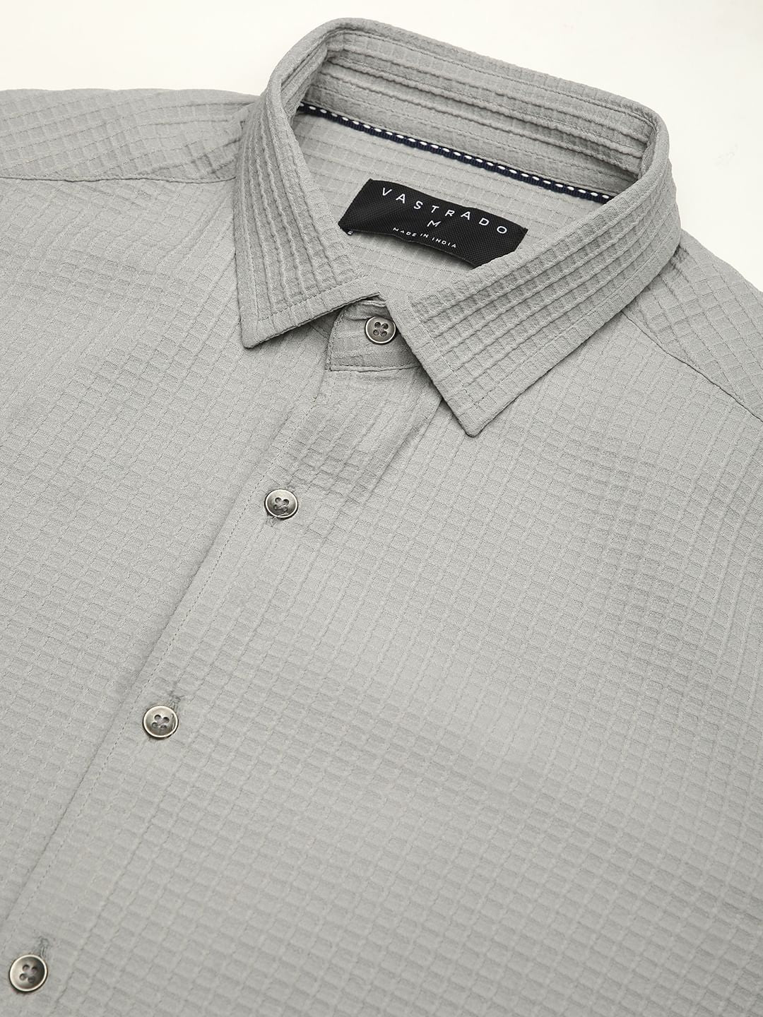 Moon Grey Mini Checks Textured Shirt - Image 3