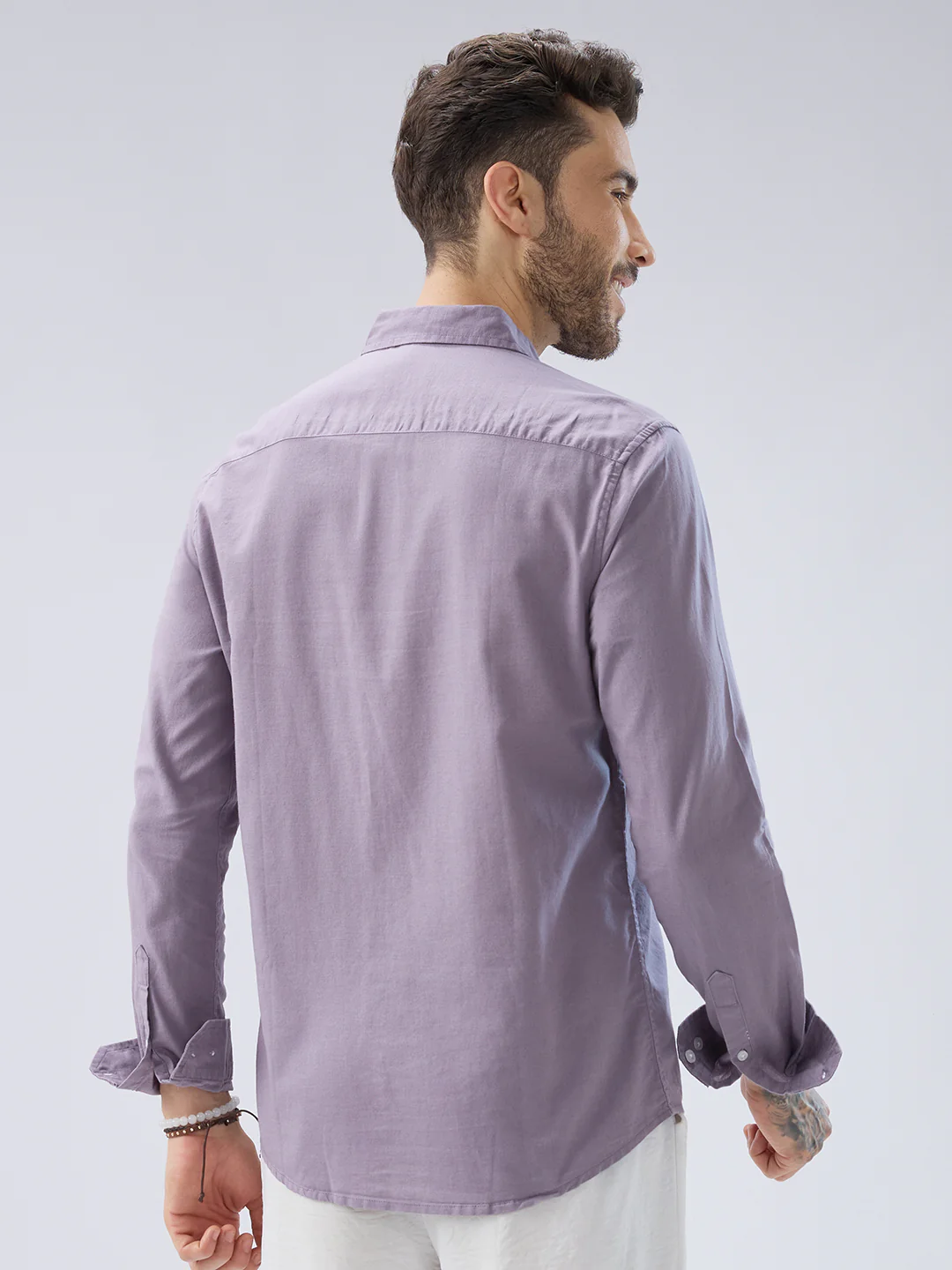 Muted Mauve Slub Textured Shirt - Image 8