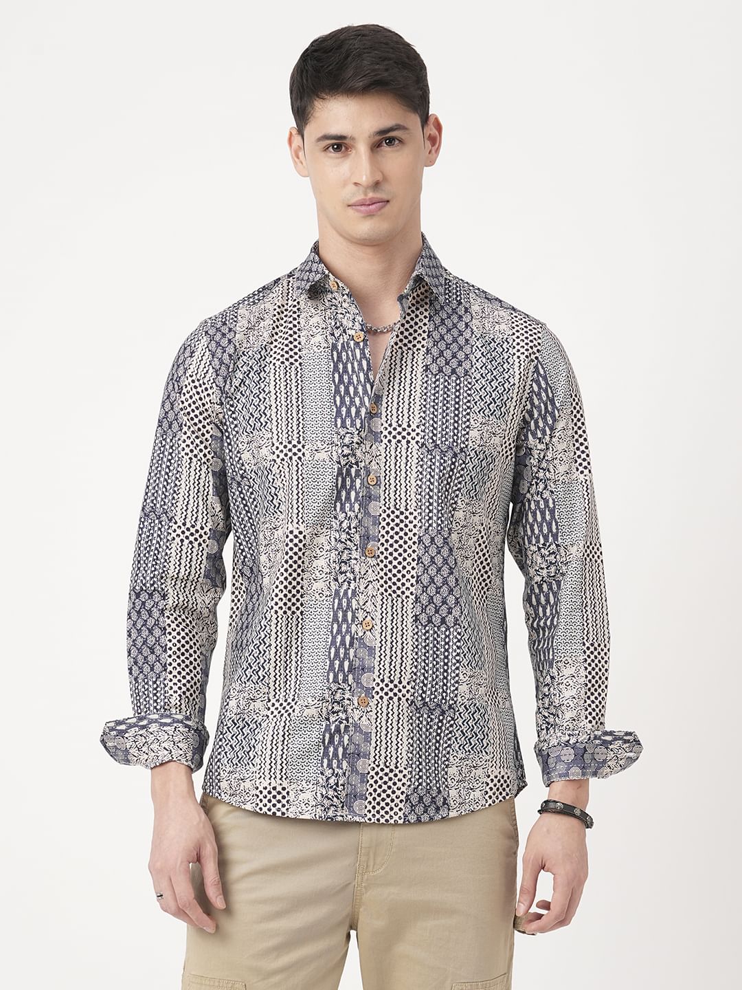 Navy Blue Kalamkari Printed Shirt - Image 5