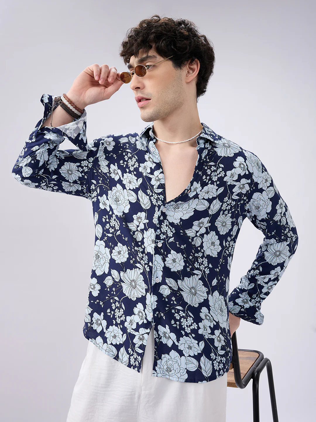 Navy Floral Escape Holiday Shirt - Image 2