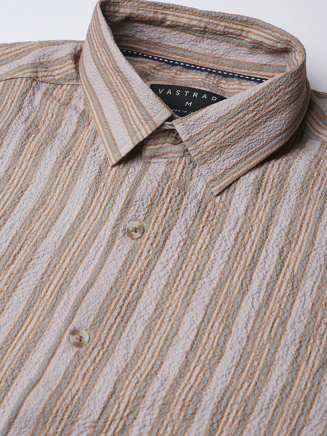 Nomad Beige Creased Striped Shirt - Image 3