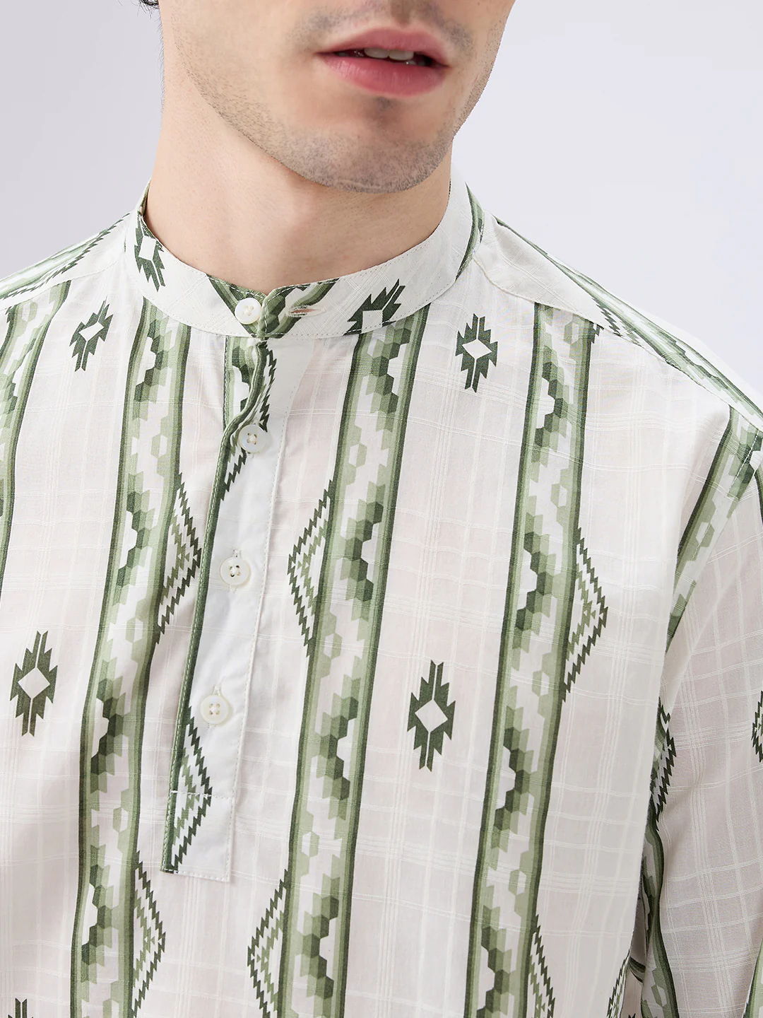 Nomad Green Motif Printed Kurta - Image 3