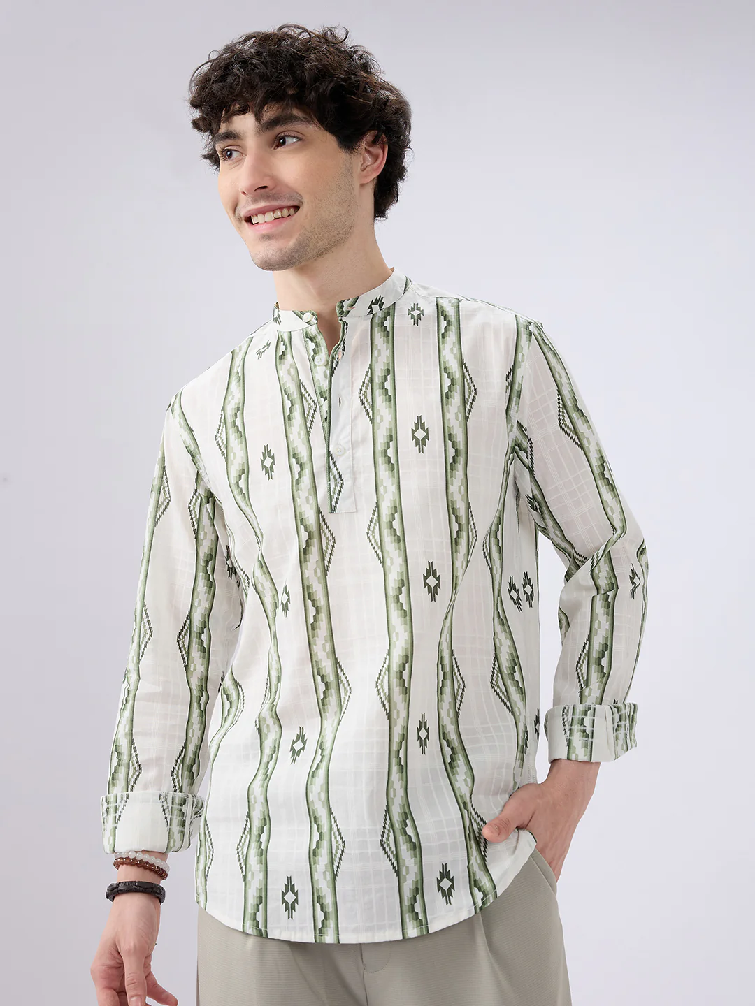 Nomad Green Motif Printed Kurta - Image 4