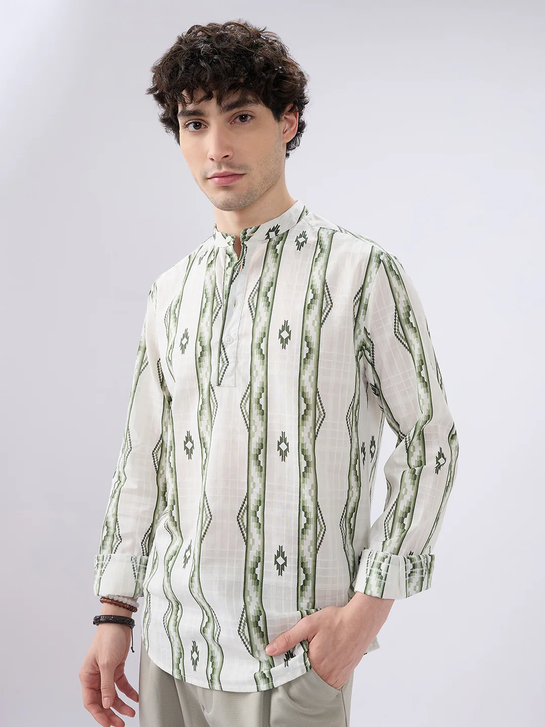 Nomad Green Motif Printed Kurta - Image 5