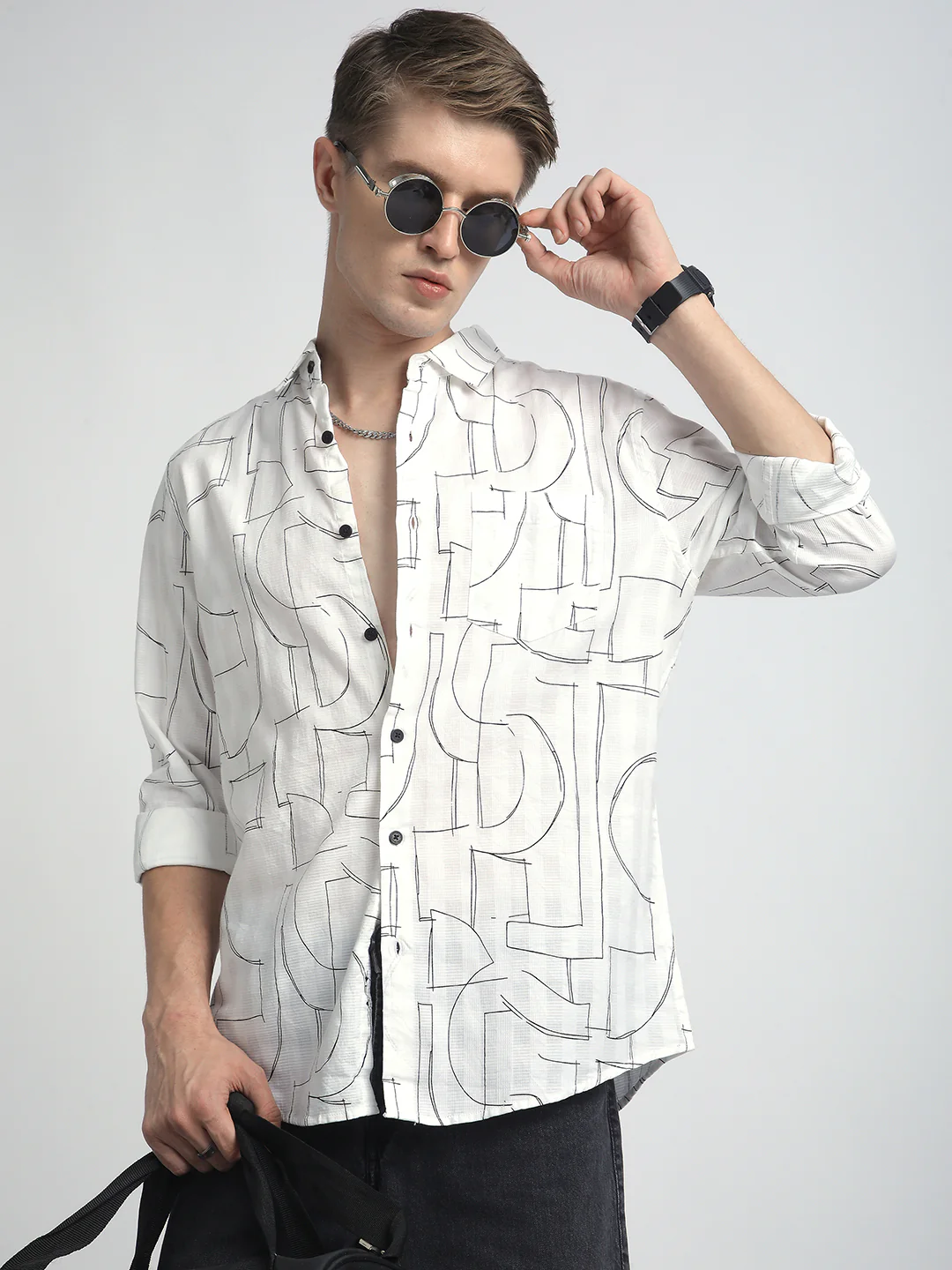 Offbeat Abstract Printed White Shirt
