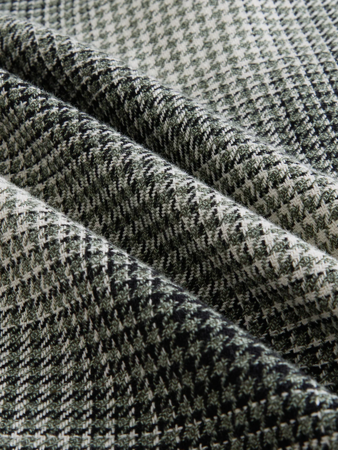Olive & Black Houndstooth Checks Double Pocket Flannel Shirt - Image 8