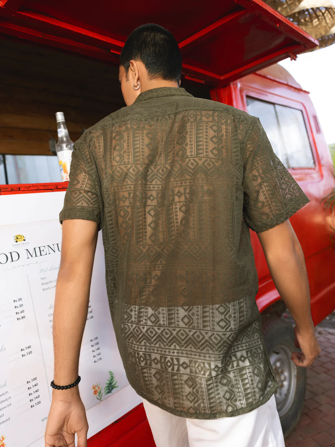 Olive Finesse Crochet Oversized Shirt - Image 4