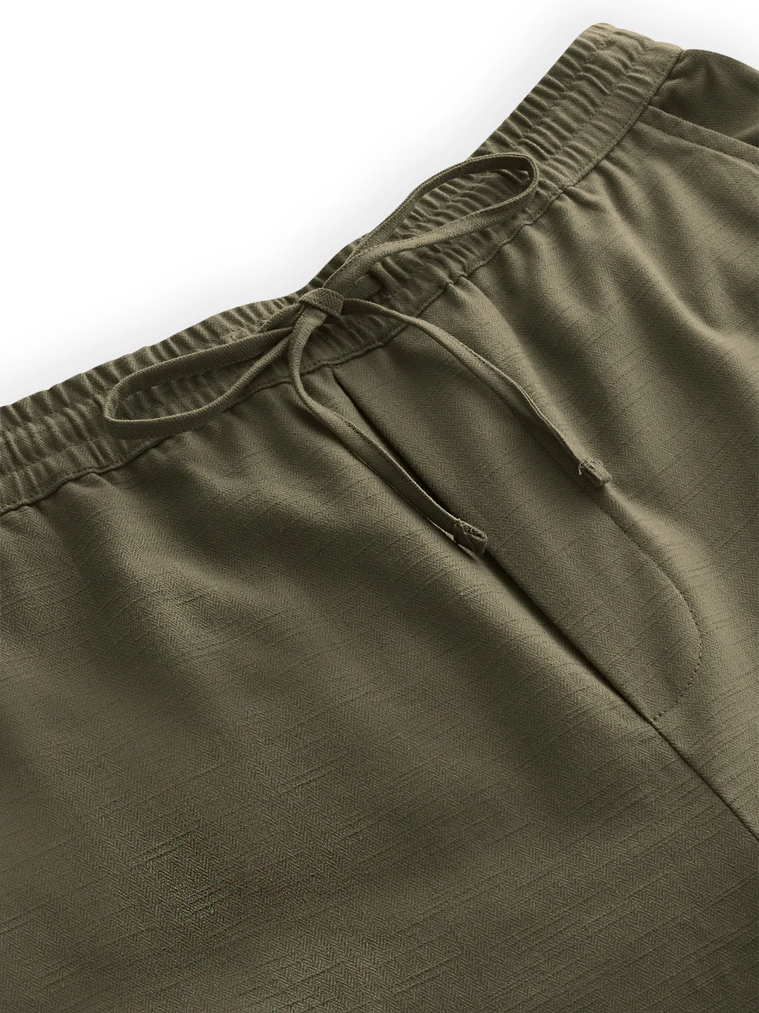 Olive Subtle HerrigboneTextured Straight-Fit Trousers - Image 9