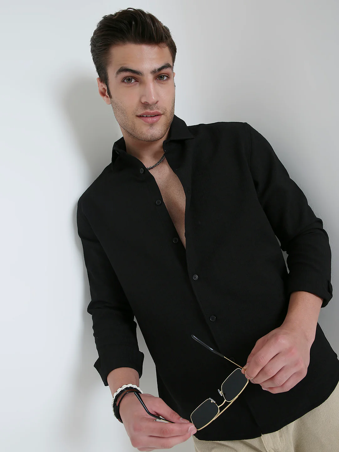 Onyx Black Refined Weave Shirt