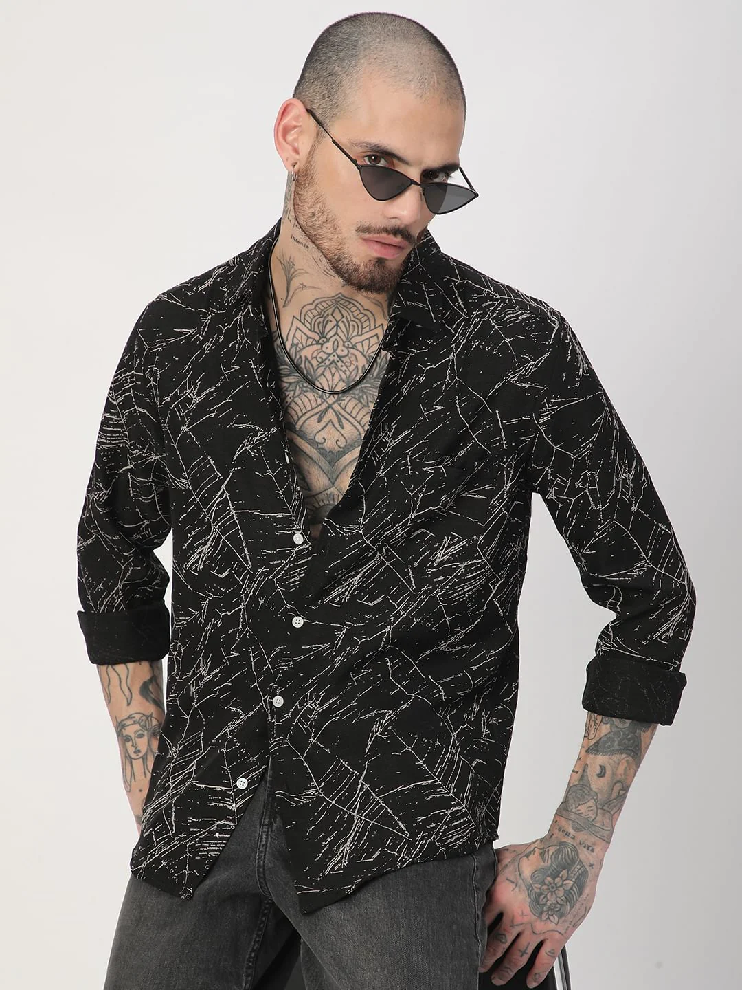 Onyx Black Stroke Splash Textured Shirt - Image 4
