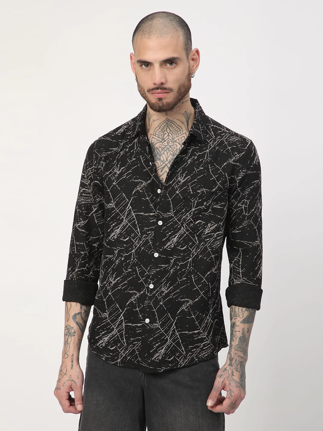 Onyx Black Stroke Splash Textured Shirt - Image 5