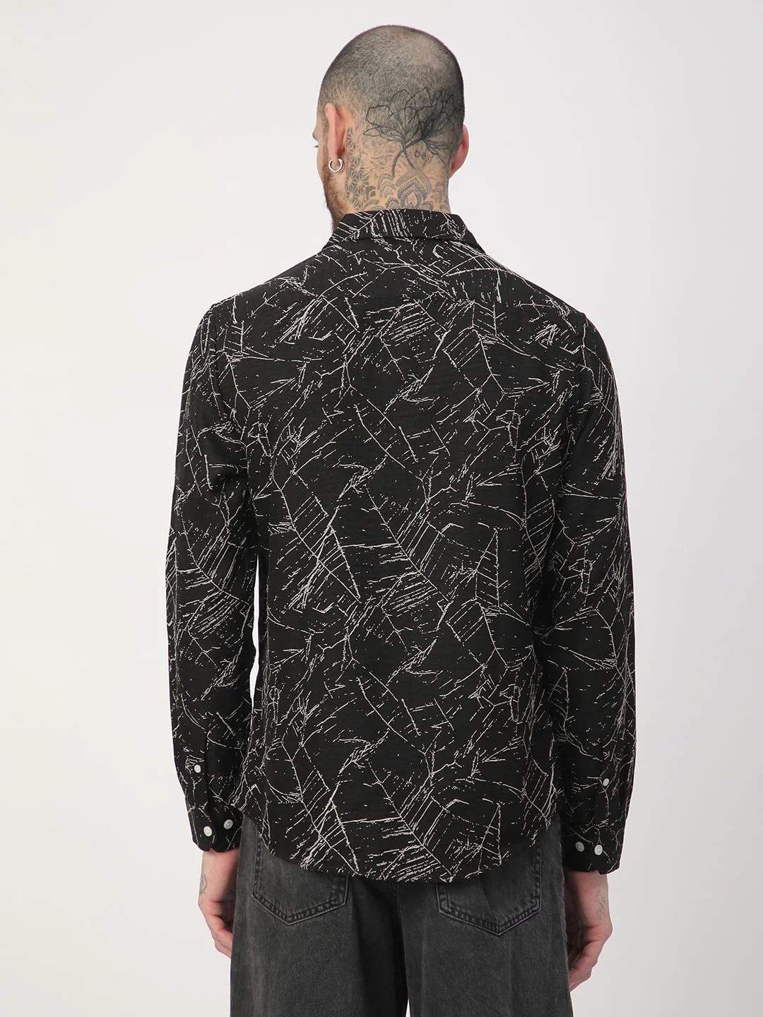 Onyx Black Stroke Splash Textured Shirt - Image 7