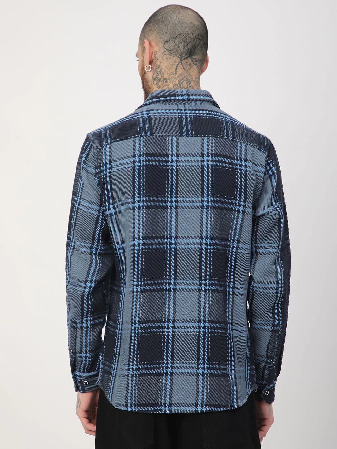 Opulent Blue Heavy Twill Tartan Checks Shirt - Image 6