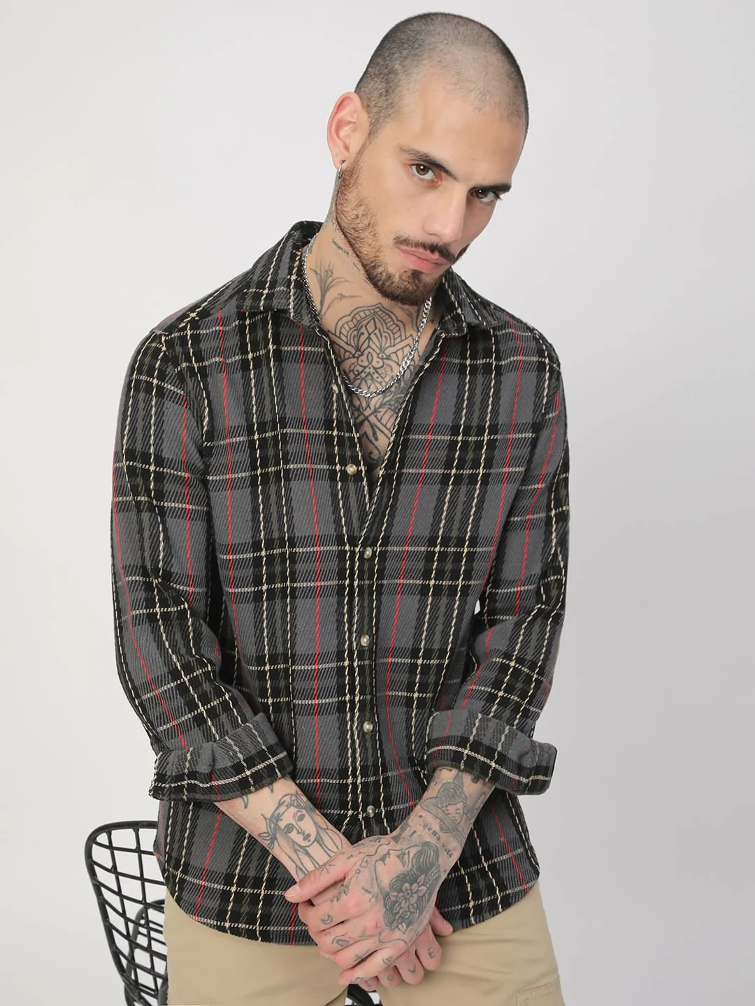 Opulent Multicolour Heavy Twill Broad Checks Shirt - Image 2