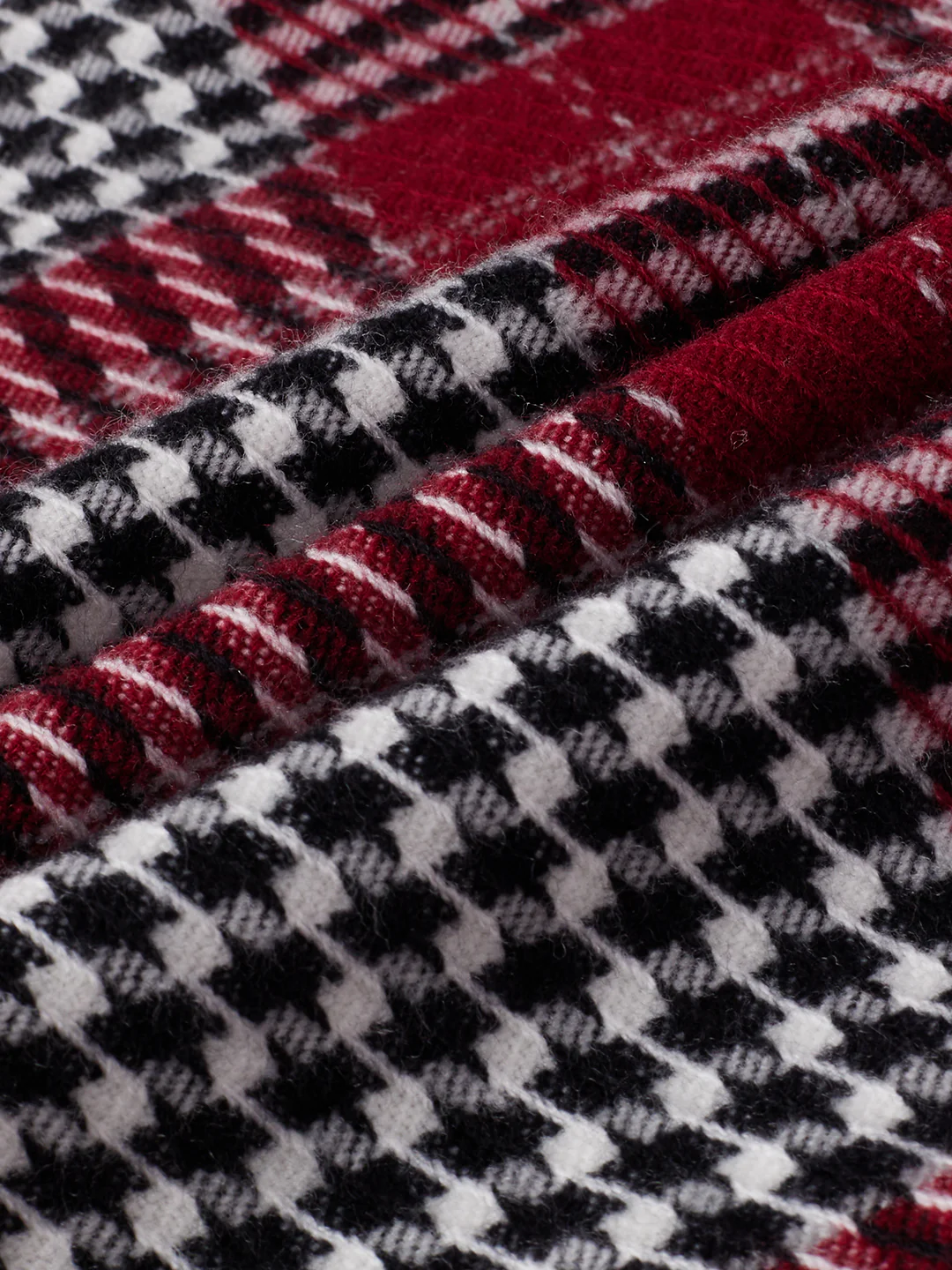 Opulent Red Houndstooth Checkmate Twin Pocket Flannel Shirt - Image 9
