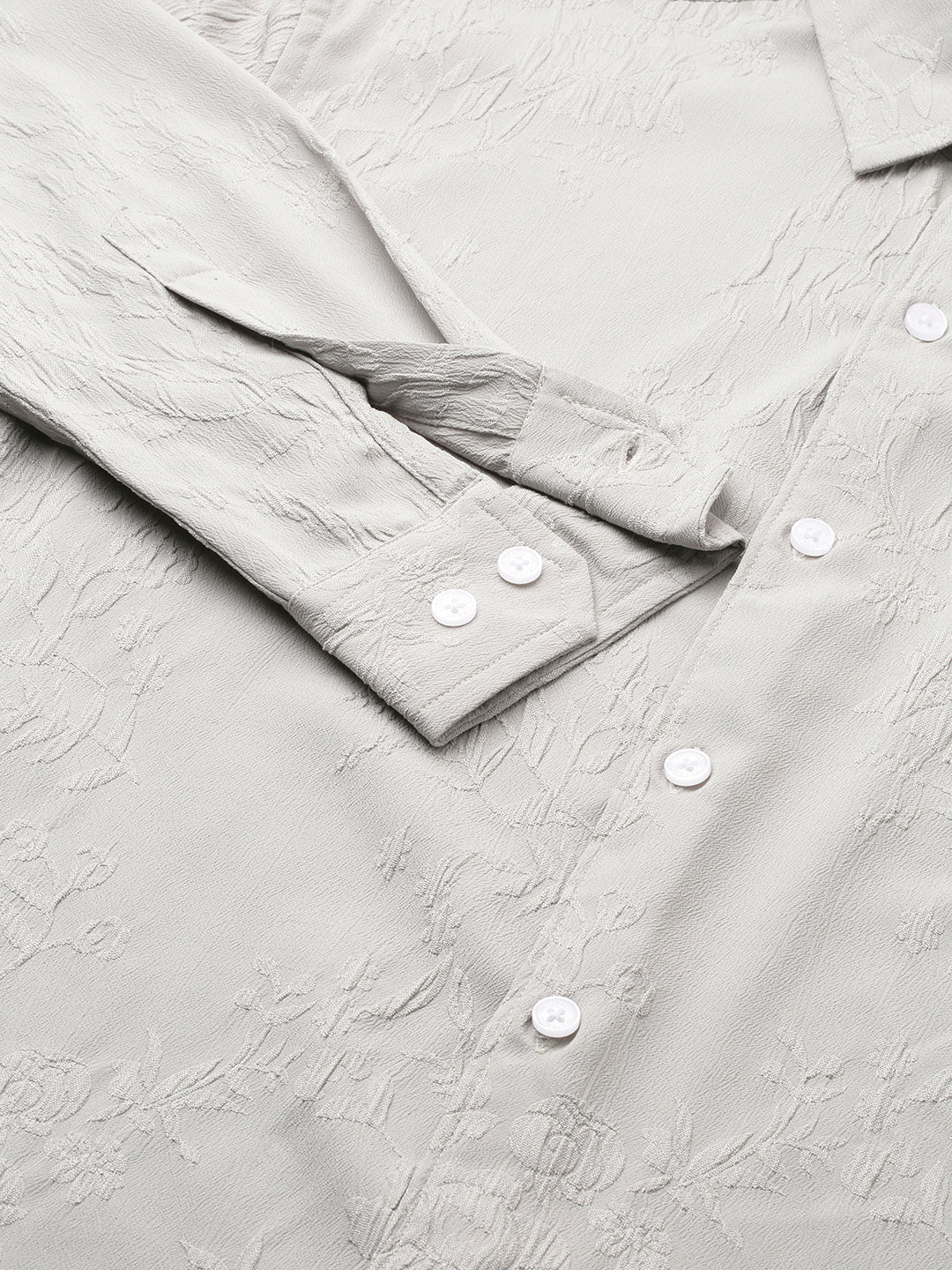 Panache Floral Grey Embossed Shirt - Image 3
