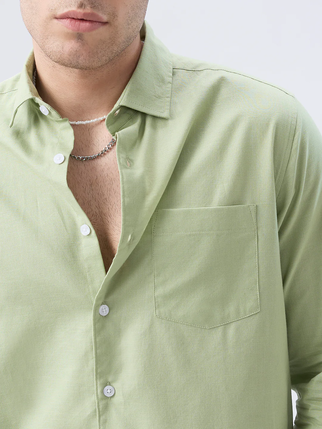 Pastel Mint Slub Weave Everyday Shirt - Image 3