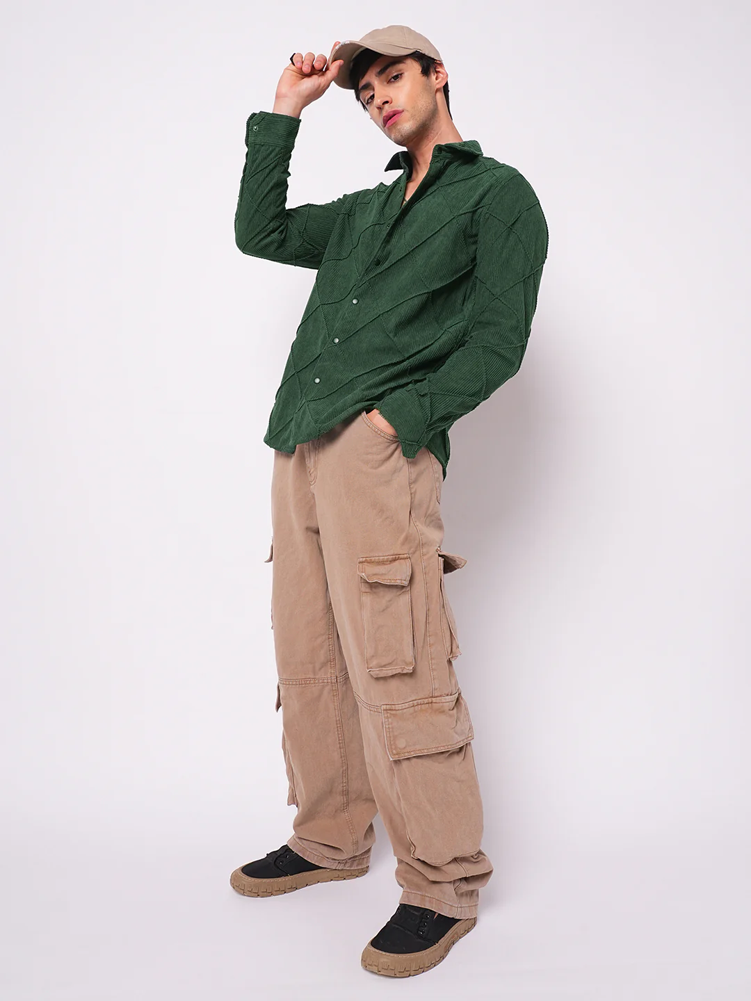 Pine Green Textured Corduroy Shirt - Image 8