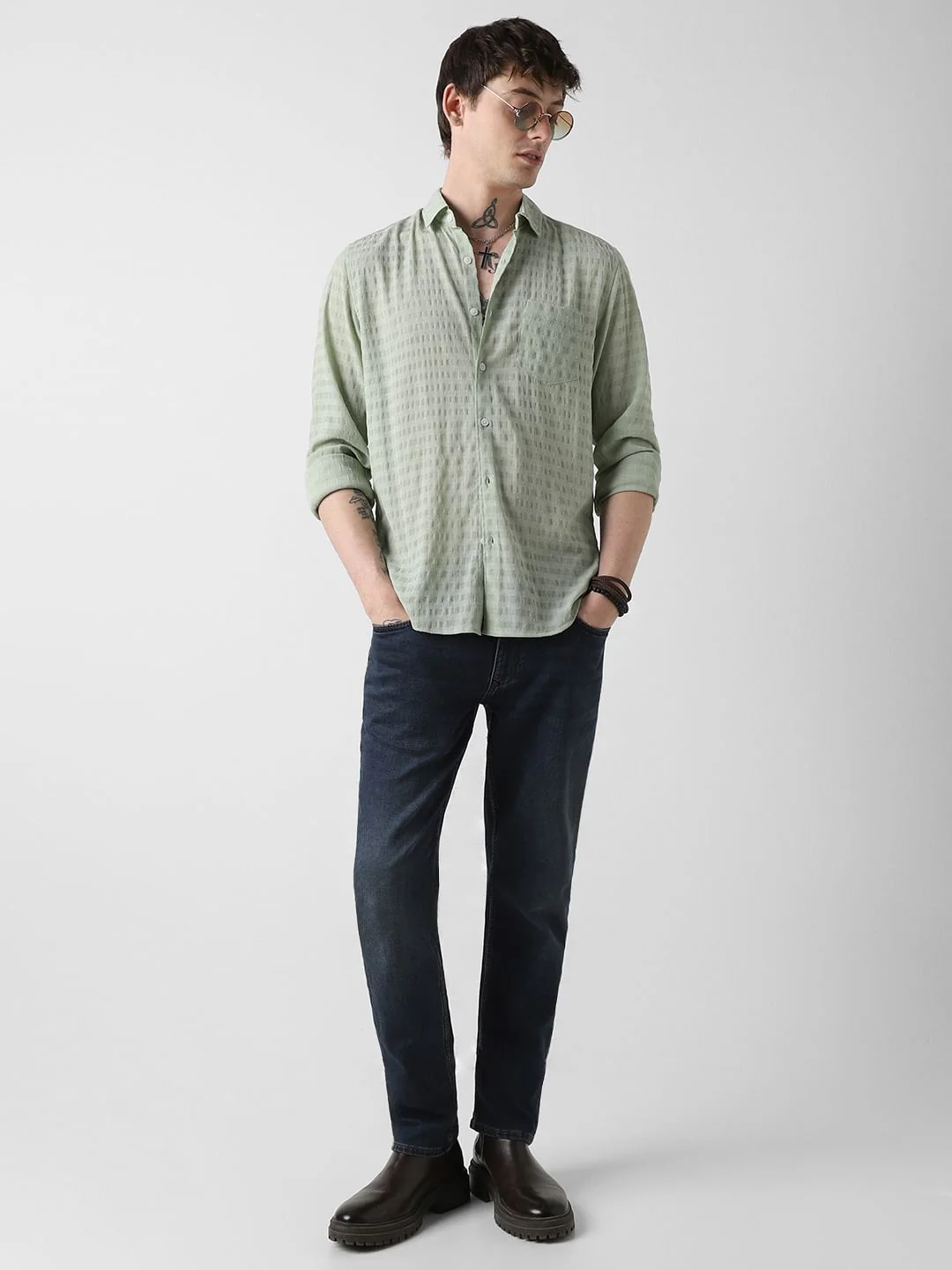 Pista Green Dobby Striped Shirt - Image 8