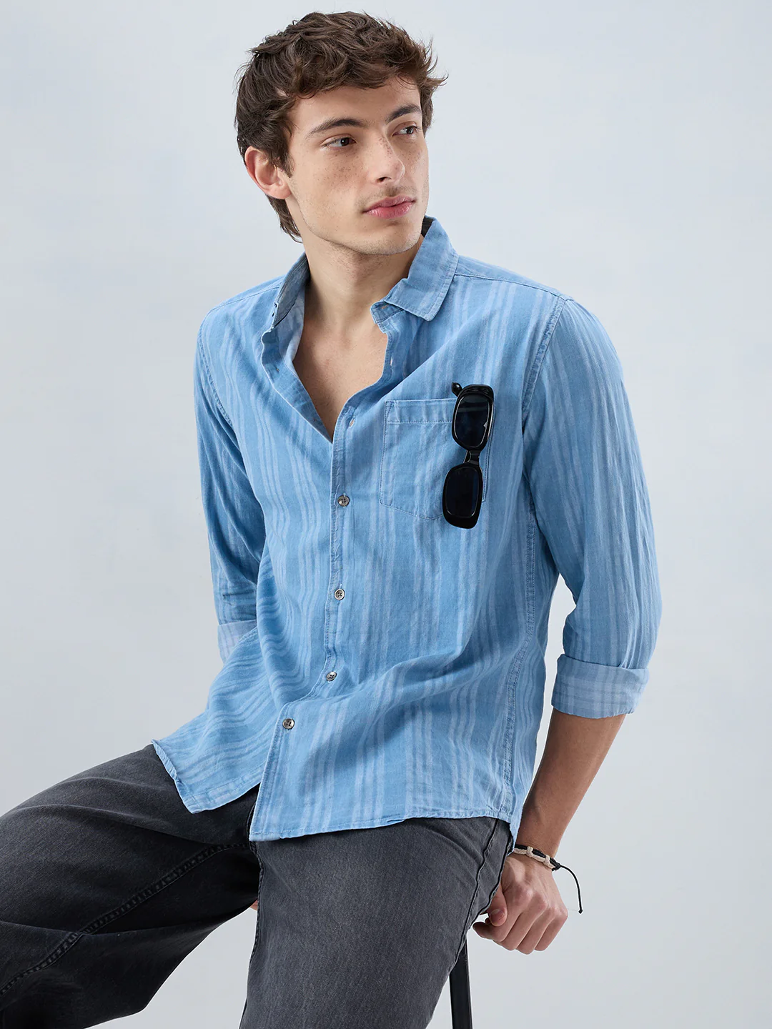 Plush Denim Balanced Striped Shirt - Image 2