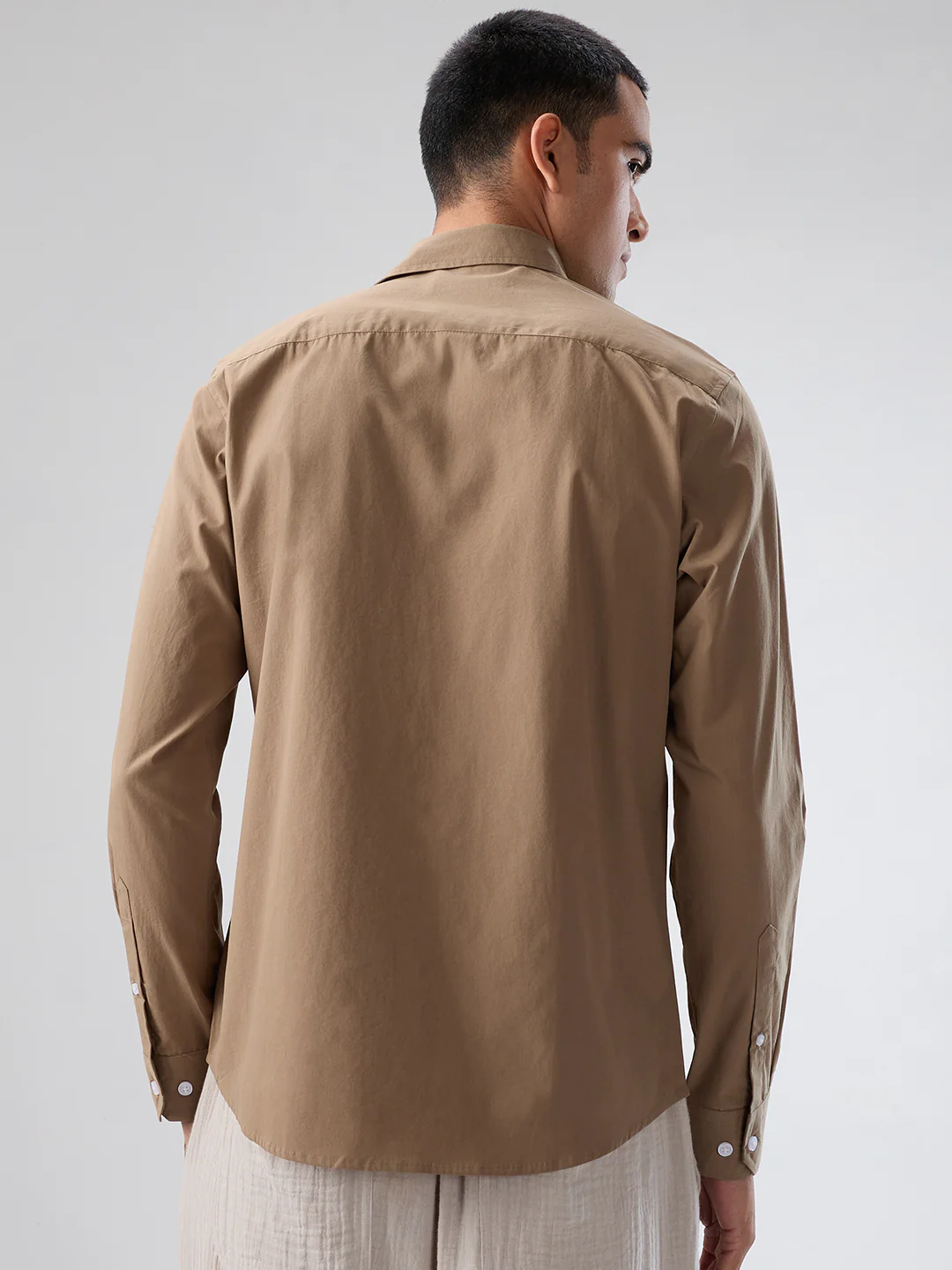 Plush Khaki Peach Finish Poplin Shirt - Image 6