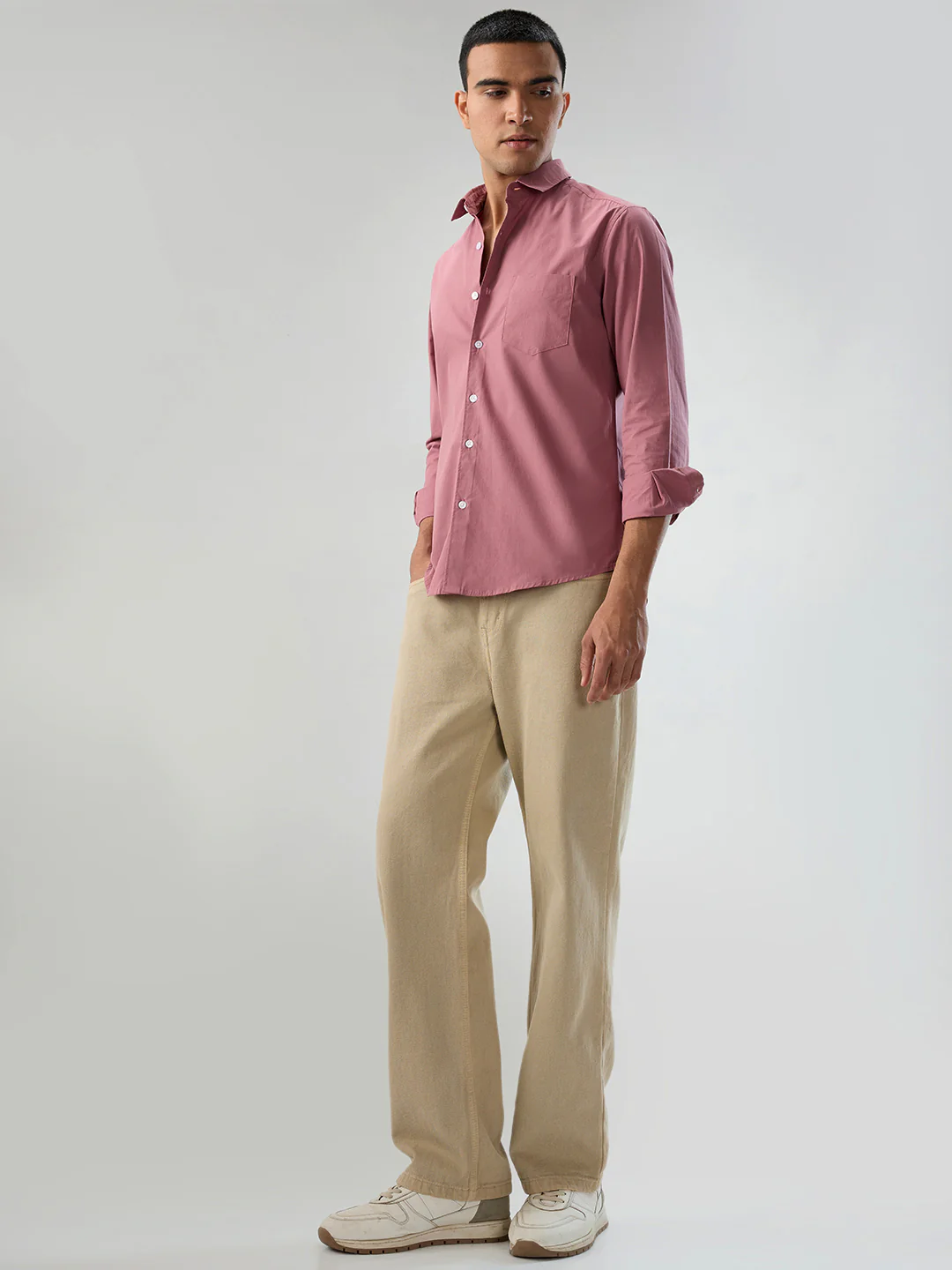 Plush Rouge Pink Peach Finish Poplin Shirt - Image 7