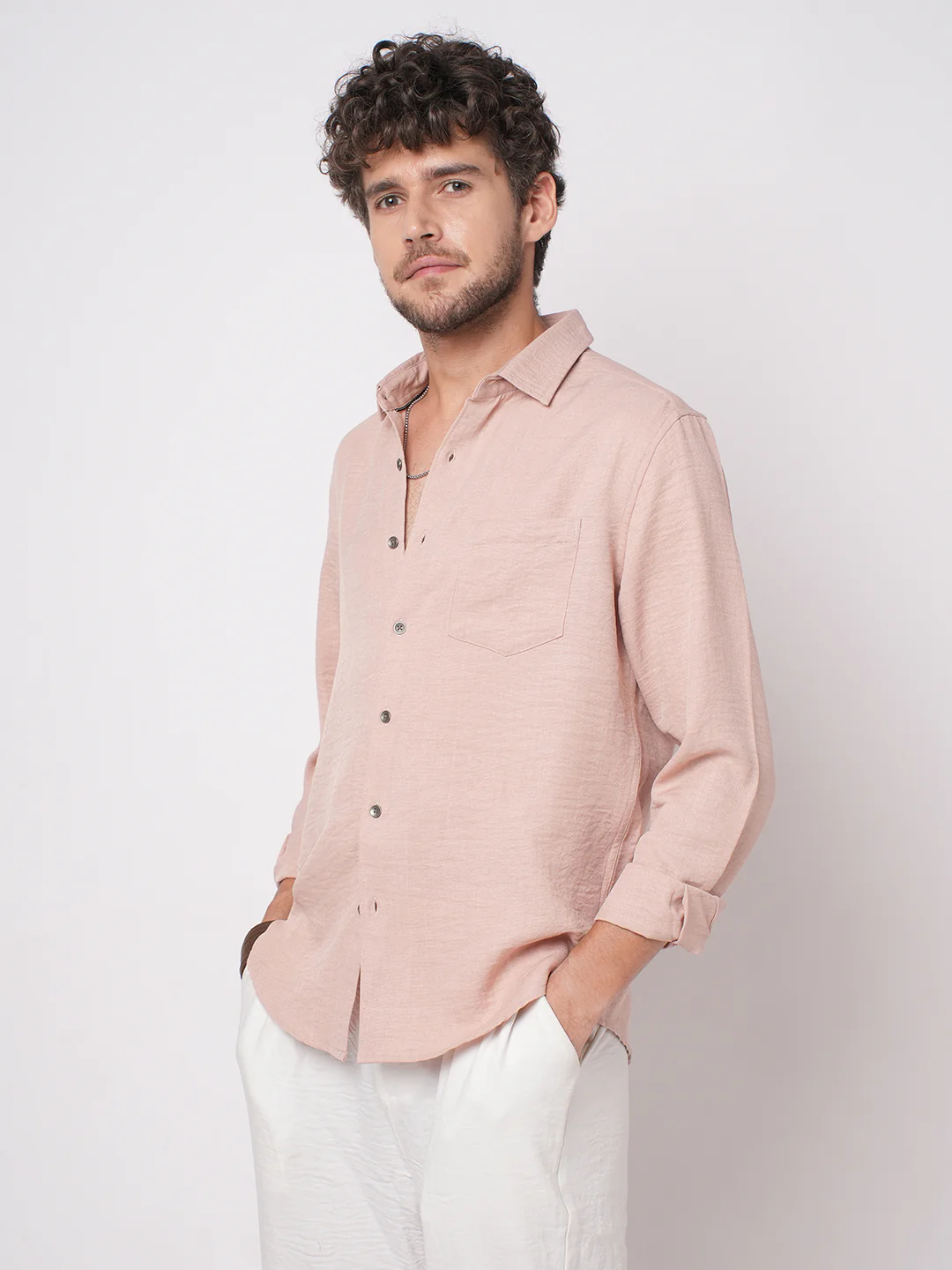 Powder Pink Everyday Crinkled Shirt - Image 4