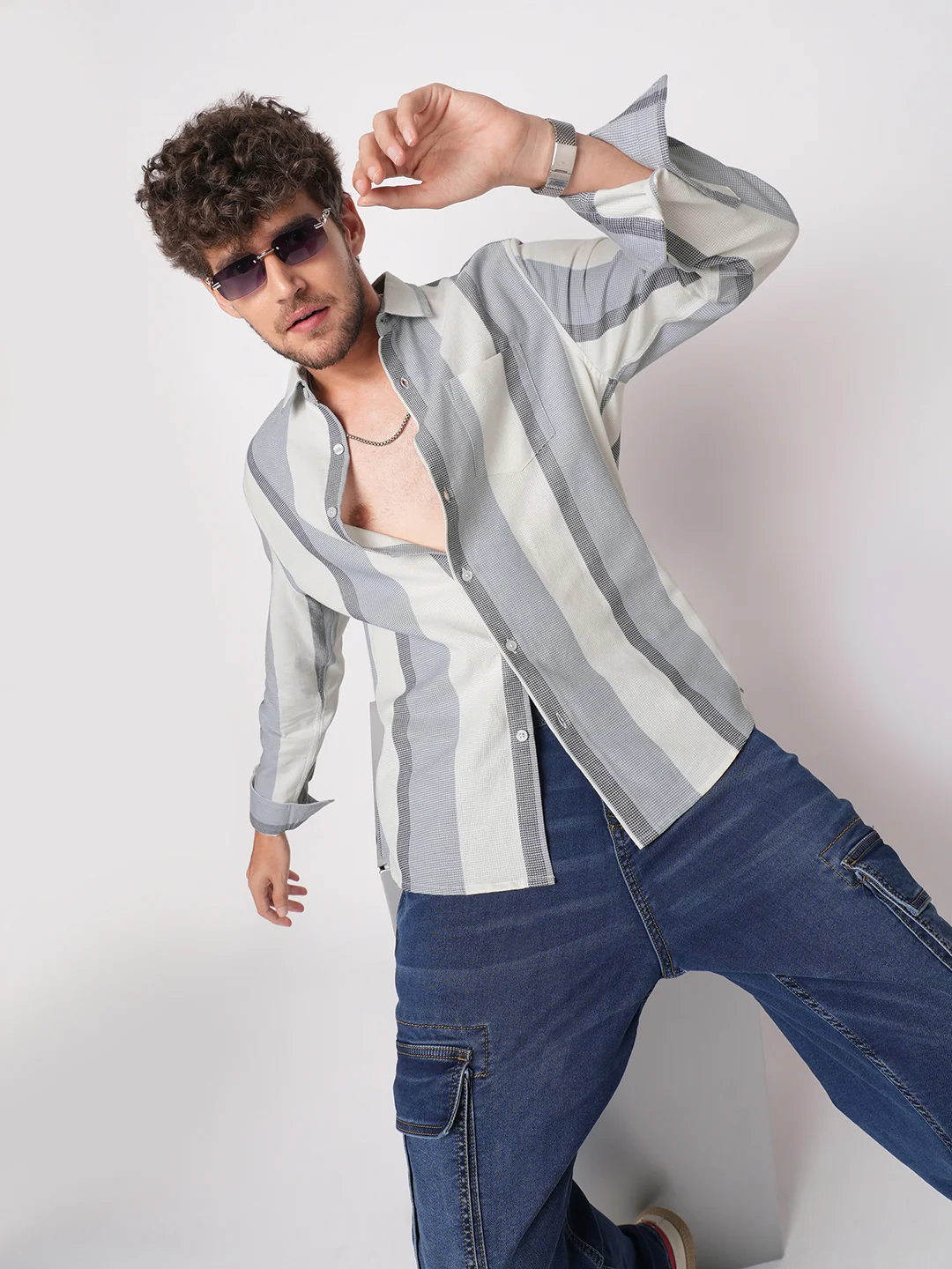 Premium Cotton Classic Dual Tone Broad Stripes Shirt