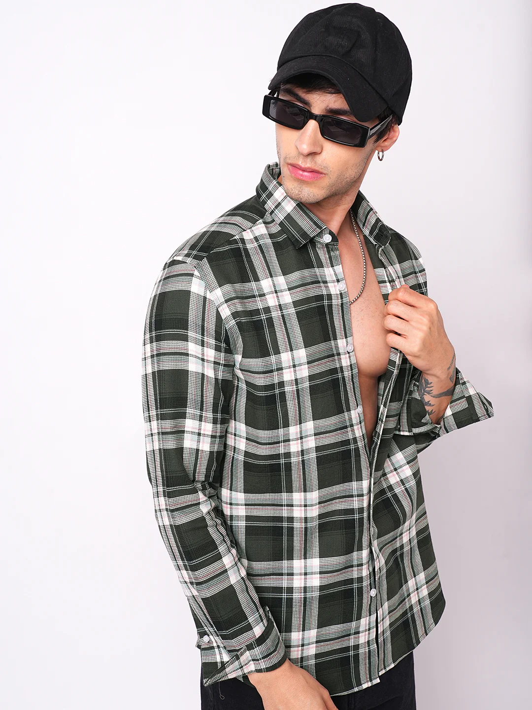 Premium Cotton Evergreen Plaid Checks Opulent Shirt