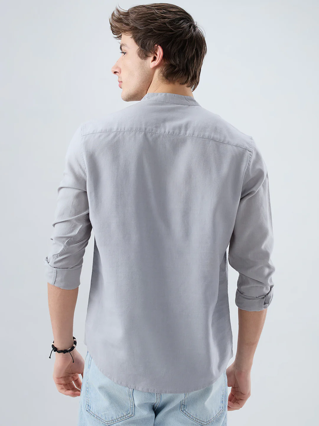 Premium Grey Slub Textured Linen Blend Kurta - Image 7