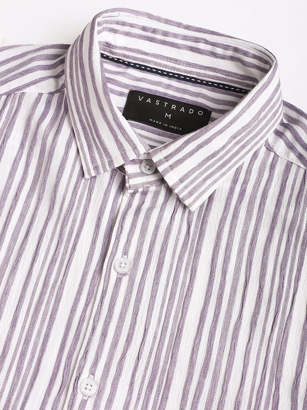 Purple & White Creased Stripe Shirt - Image 3