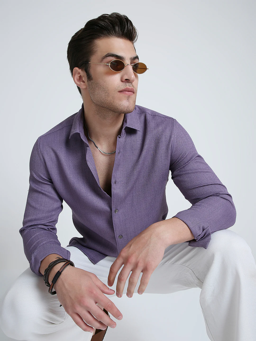 Purple Soft Textured Woven Shirt