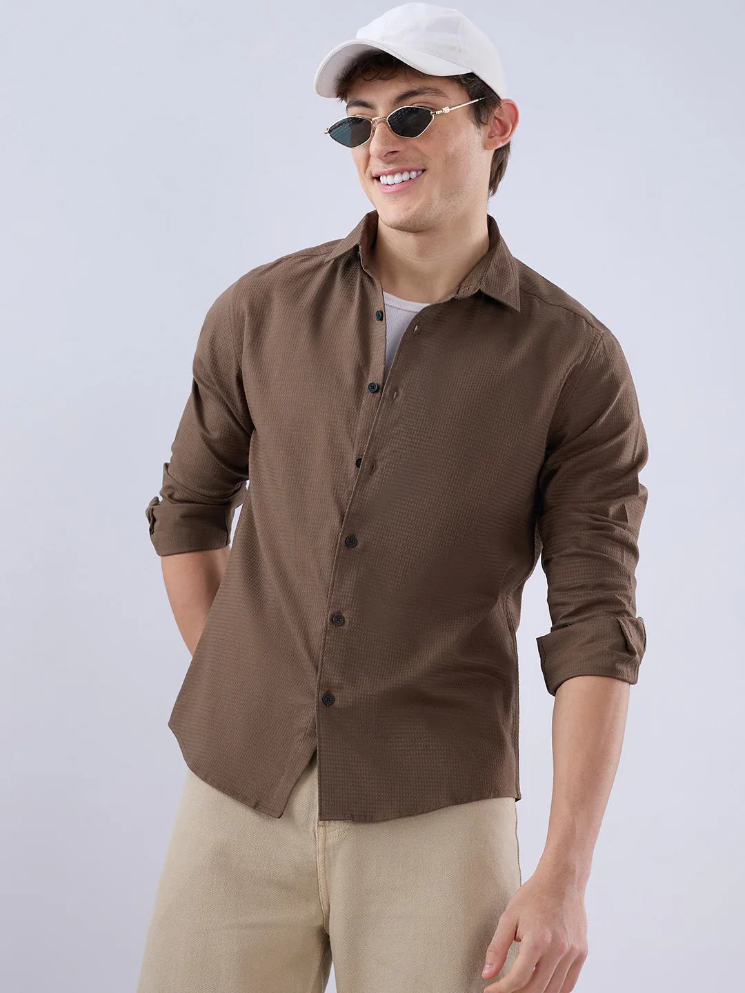 Sepia Brown Textured Shirt - Image 4