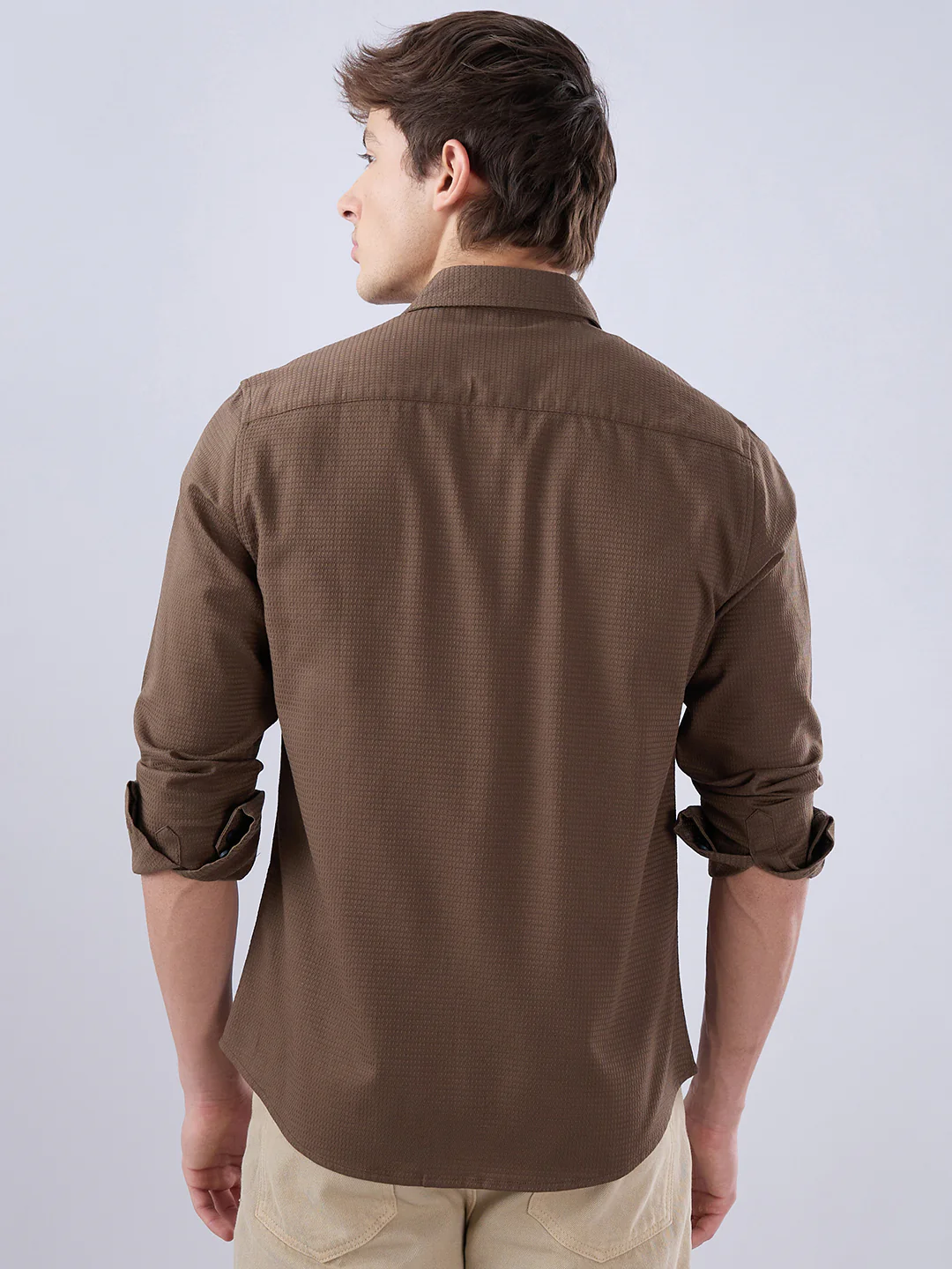 Sepia Brown Textured Shirt - Image 7