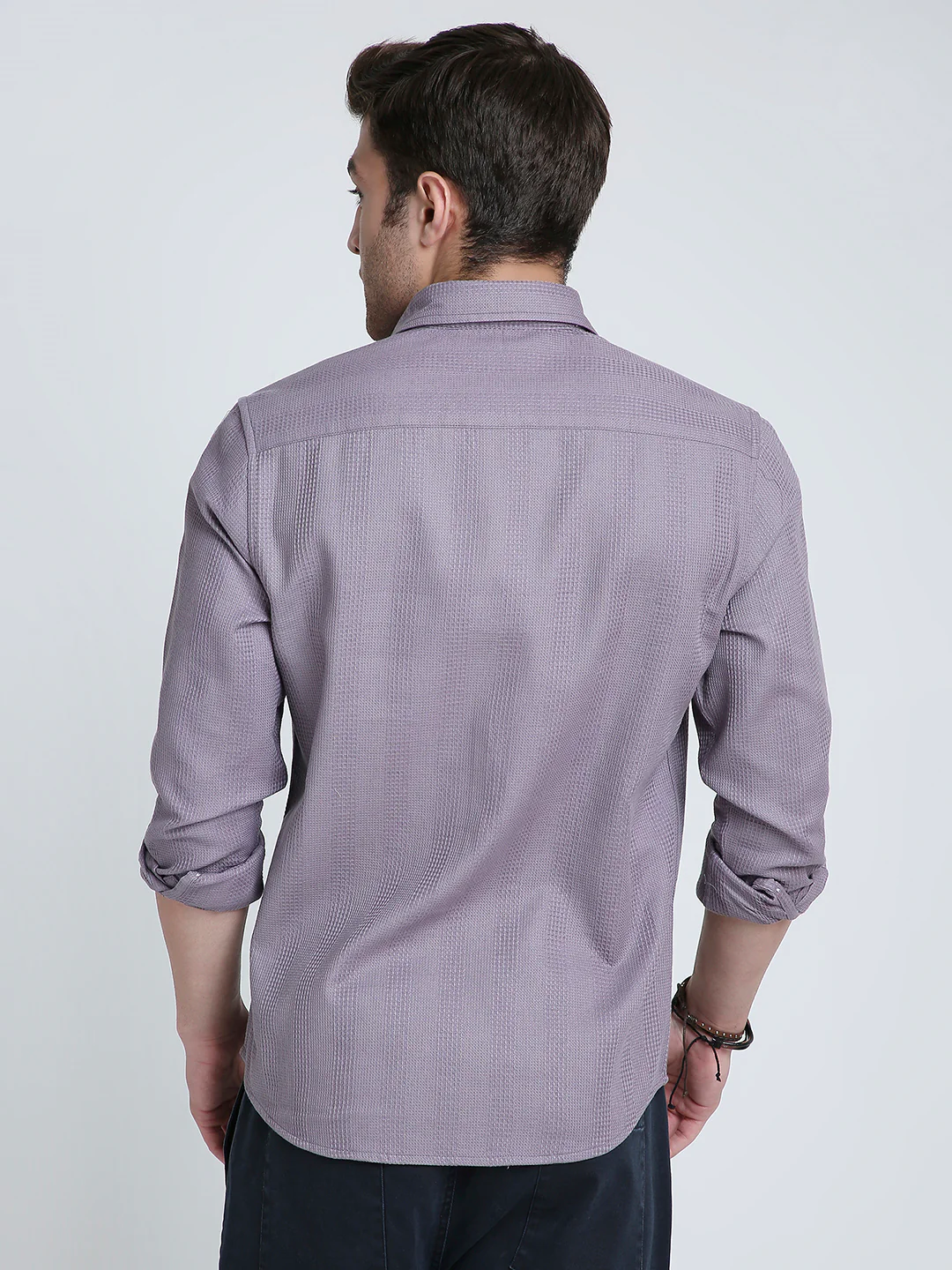 Smoky Mauve Waffle Grid Weave Shirt - Image 6