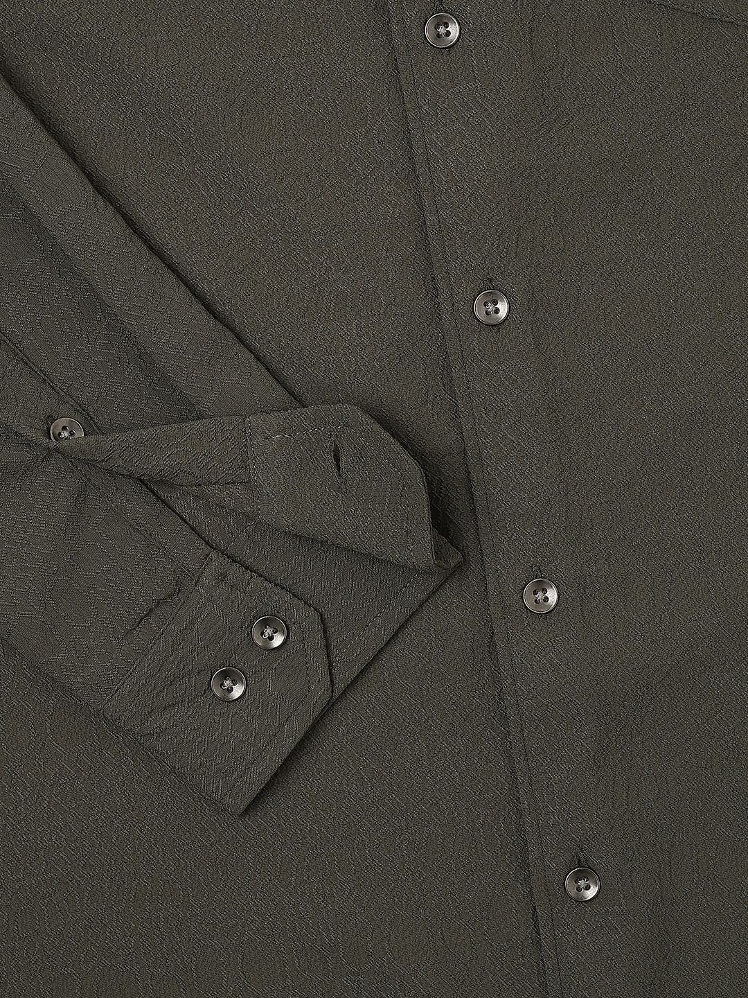 Snazzy Olive Textured Shirt - Image 3