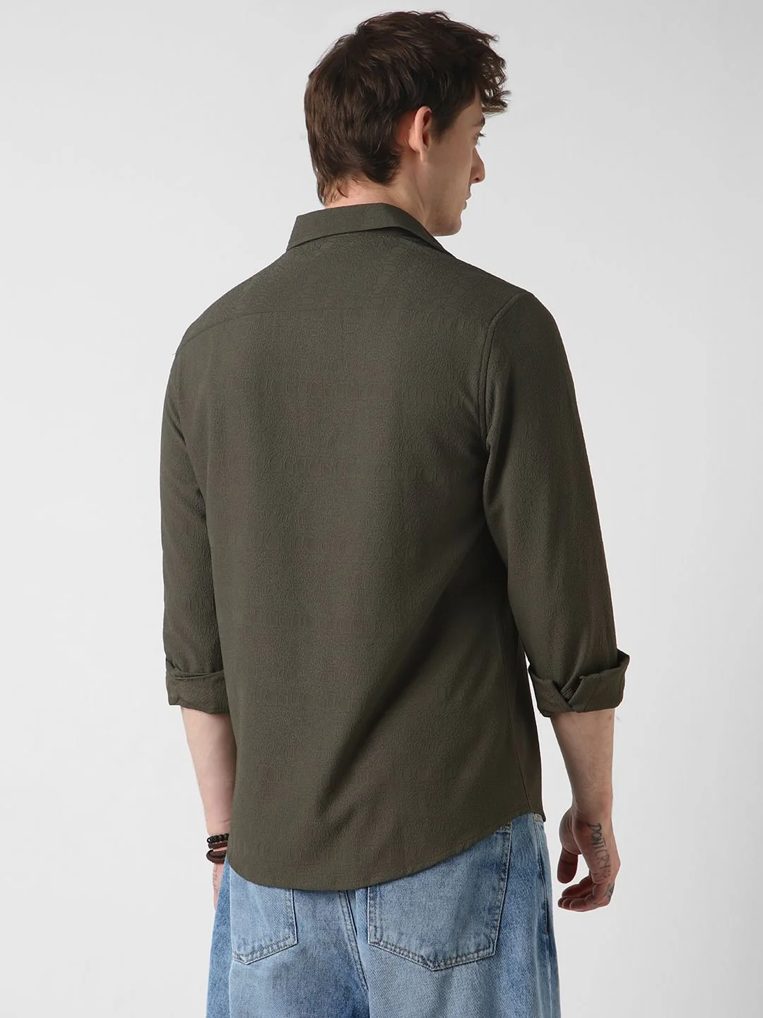 Snazzy Olive Textured Shirt - Image 7